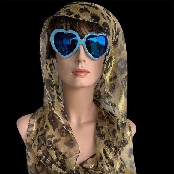 Vintage Oscar De La Renta  Studio,animal print scarf with metallic gold scarf - Picture 4 of 13